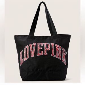 Pink Victoria Secret Black Weekender Bag